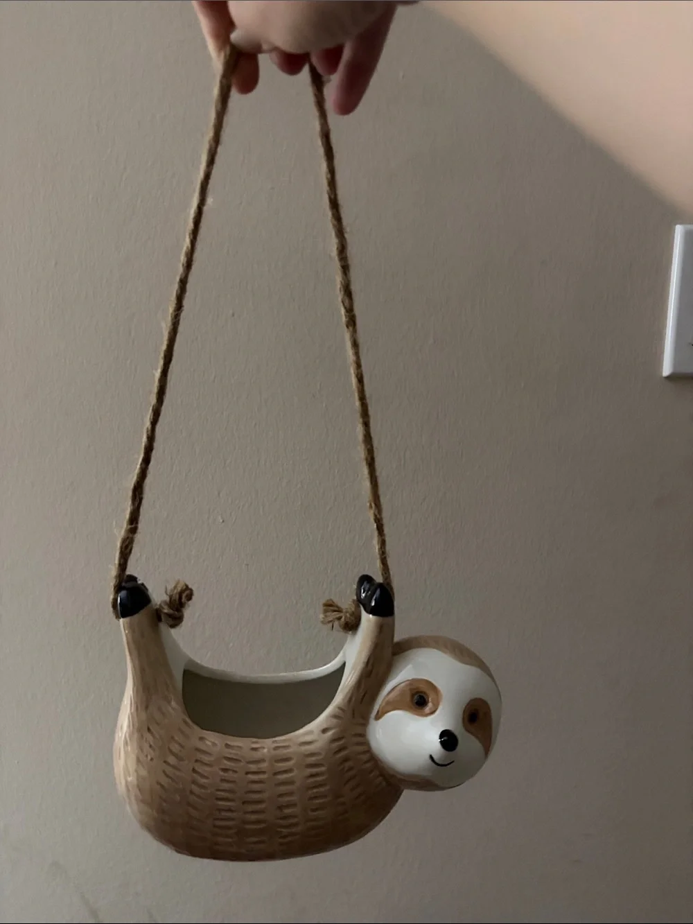 Decorative Ceramic Sloth Hanging Planter - Brown